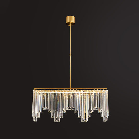 Brass Finish LED Island Light Postmodern Crystal Flute Undulated Hanging Lamp over Table Clearhalo 'Ceiling Lights' 'Island Lights' Lighting' 863007
