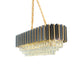8-Light Crystal Island Pendant Mid Century Black and Gold 4-Tier Oval Restaurant Hanging Light Fixture Clearhalo 'Ceiling Lights' 'Island Lights' Lighting' 863010