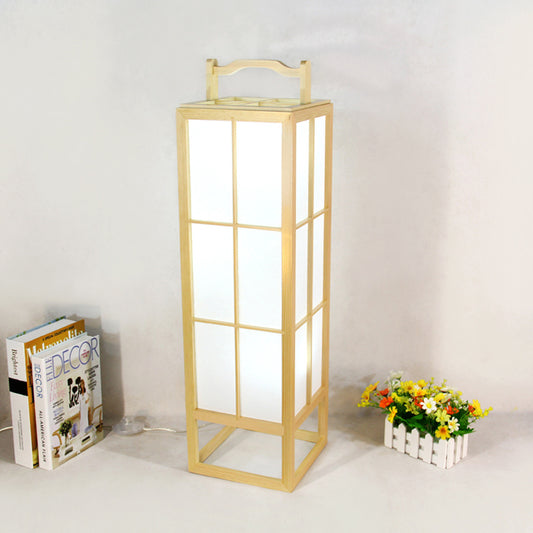Beige Food-Box Floor Stand Light Japanese Style Single Wood Floor Lamp for Living Room Wood Clearhalo 'Floor Lamps' 'Lamps' Lighting' 863309