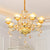 Luxury Flower Hanging Chandelier 6/8 Bulbs Amber Glass Ceiling Light in Gold with Crystal Draping 6 Gold Clearhalo 'Ceiling Lights' 'Chandeliers' Lighting' options 863385_5a3edb0b-f9fc-4bcd-ba26-afd95bb740fe
