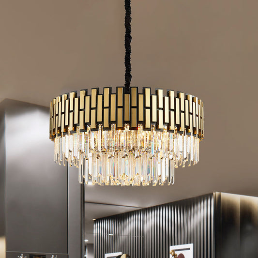 Crystal Gold Chandelier Lighting Layered 8 Lights Contemporary Hanging Light Fixture for Kitchen Gold Clearhalo 'Ceiling Lights' 'Chandeliers' 'Modern Chandeliers' 'Modern' Lighting' 863500