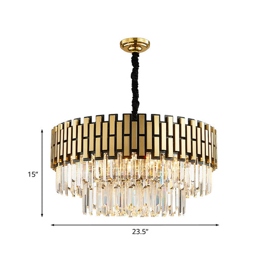 Crystal Gold Chandelier Lighting Layered 8 Lights Contemporary Hanging Light Fixture for Kitchen Clearhalo 'Ceiling Lights' 'Chandeliers' 'Modern Chandeliers' 'Modern' Lighting' 863503