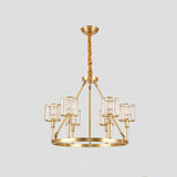 6-Head Crystal Suspension Light Modern Brass Cylinder Dining Room Chandelier Lighting Fixture Clearhalo 'Ceiling Lights' 'Chandeliers' 'Modern Chandeliers' 'Modern' Lighting' 863514
