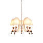 Girl/Boy Statue Suspension Light Kids Iron 5-Bulb Bedroom Pendant Chandelier with Cone Fabric Lampshade in White Clearhalo 'Ceiling Lights' 'Chandeliers' Lighting' options 863546