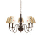 Kids Swoop Arm Iron Chandelier 3/5 Lights Suspended Lighting Fixture in Black with Conic Printed Fabric Shade Clearhalo 'Ceiling Lights' 'Chandeliers' 'Modern Chandeliers' 'Modern' Lighting' 863569
