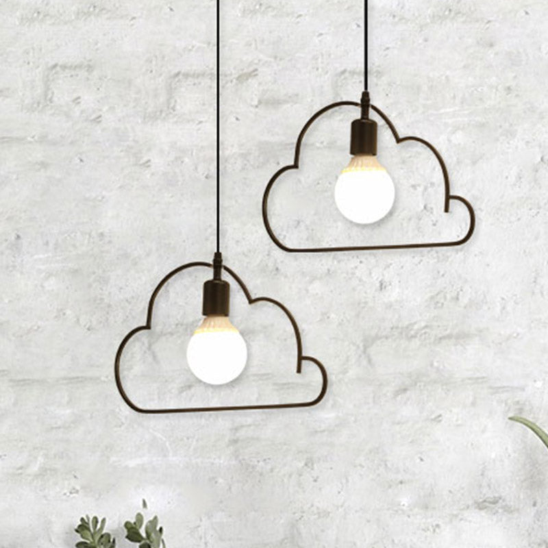 2-Bulb Kitchen Multi Light Pendant Nordic Black/White Pendulum Light with Cloud Iron Frame Clearhalo 'Ceiling Lights' 'Pendant Lights' 'Pendants' Lighting' 863635