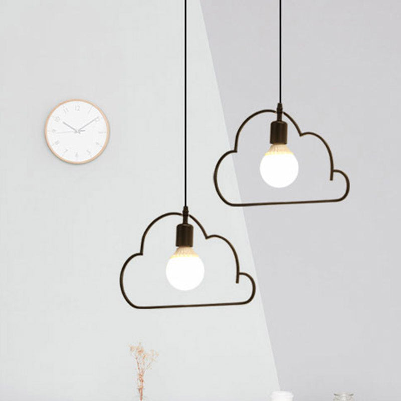 2-Bulb Kitchen Multi Light Pendant Nordic Black/White Pendulum Light with Cloud Iron Frame Clearhalo 'Ceiling Lights' 'Pendant Lights' 'Pendants' Lighting' 863636