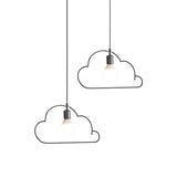 2-Bulb Kitchen Multi Light Pendant Nordic Black/White Pendulum Light with Cloud Iron Frame Clearhalo 'Ceiling Lights' 'Pendant Lights' 'Pendants' Lighting' 863637