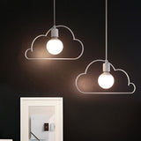 2-Bulb Kitchen Multi Light Pendant Nordic Black/White Pendulum Light with Cloud Iron Frame