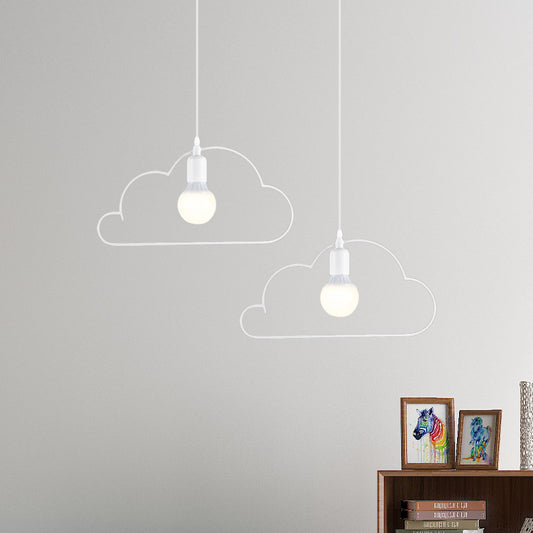 2-Bulb Kitchen Multi Light Pendant Nordic Black/White Pendulum Light with Cloud Iron Frame