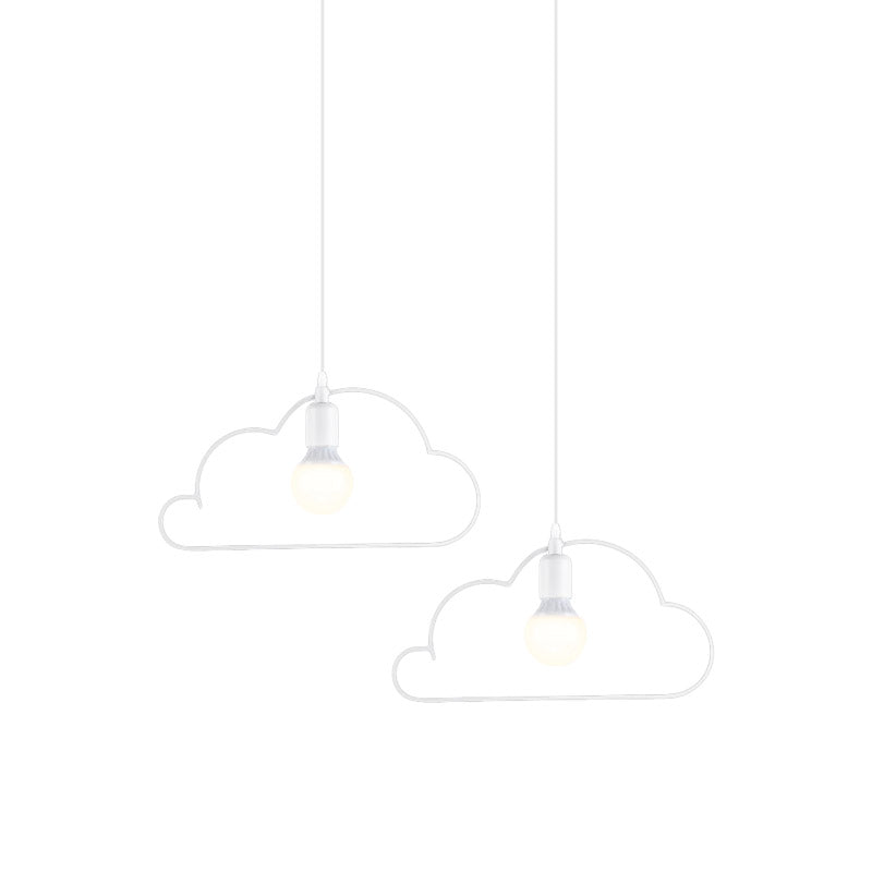 2-Bulb Kitchen Multi Light Pendant Nordic Black/White Pendulum Light with Cloud Iron Frame Clearhalo 'Ceiling Lights' 'Pendant Lights' 'Pendants' Lighting' 863642