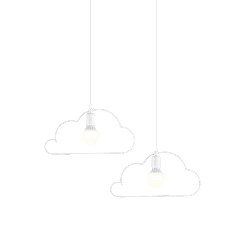 2-Bulb Kitchen Multi Light Pendant Nordic Black/White Pendulum Light with Cloud Iron Frame Clearhalo 'Ceiling Lights' 'Pendant Lights' 'Pendants' Lighting' 863642