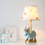 Cone Shade Night Light Kids Print Fabric 1 Bulb Pink/Blue Table Lighting with Unicorn Base Blue Clearhalo 'Lamps' 'Table Lamps' Lighting' 863709