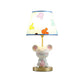 Kids Smiling Mouse Night Lamp Resin 1 Bulb Child Room Table Light with Fabric Shade in Pink/Blue Clearhalo 'Lamps' 'Table Lamps' Lighting' 863736