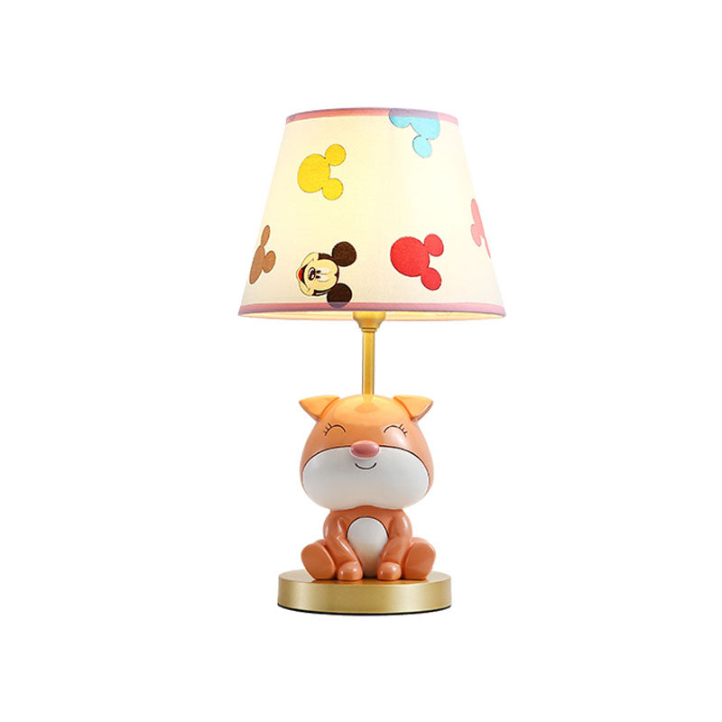 Yellow/Orange Doggy Table Lighting Kids 1 Bulb Resin Night Stand Lamp with Fabric Shade for Child Bedroom Clearhalo 'Lamps' 'Table Lamps' Lighting' 863760