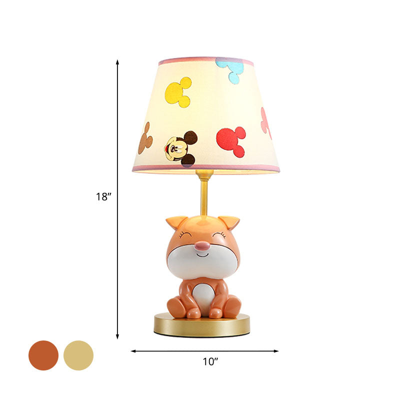 Yellow/Orange Doggy Table Lighting Kids 1 Bulb Resin Night Stand Lamp with Fabric Shade for Child Bedroom Clearhalo 'Lamps' 'Table Lamps' Lighting' 863761