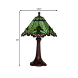Green Glass Pyramidal Night Light Craftsman Single Coffee Table Lamp with Jewels Clearhalo 'Lamps' 'Table Lamps' Lighting' 863829
