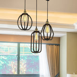 3 Lights Iron Pendant Lighting Antique Stylish Black Cage Shade Living Room Ceiling Fixture with Adjustable Cord Black Clearhalo 'Art Deco Pendants' 'Black' 'Cast Iron' 'Ceiling Lights' 'Ceramic' 'Crystal' 'Industrial Pendants' 'Industrial' 'Metal' 'Middle Century Pendants' 'Pendant Lights' 'Pendants' 'Rustic Pendants' 'Tiffany' Lighting' 86475