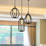 3 Lights Iron Pendant Lighting Antique Stylish Black Cage Shade Living Room Ceiling Fixture with Adjustable Cord Black Clearhalo 'Art Deco Pendants' 'Black' 'Cast Iron' 'Ceiling Lights' 'Ceramic' 'Crystal' 'Industrial Pendants' 'Industrial' 'Metal' 'Middle Century Pendants' 'Pendant Lights' 'Pendants' 'Rustic Pendants' 'Tiffany' Lighting' 86475
