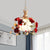 1 Head Frosted White Glass Drop Pendant Countryside Red Flowering Dining Table Hanging Light Kit White Clearhalo 'Ceiling Lights' 'Close To Ceiling Lights' 'Glass shade' 'Glass' 'Pendant Lights' 'Pendants' Lighting' 874634