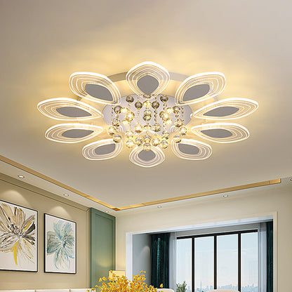 Bloom Living Room Ceiling Fixture Modernist Clear Crystal Ball LED Chrome Flush Mount Clear Clearhalo 'Ceiling Lights' 'Close To Ceiling Lights' 'Close to ceiling' 'Flush mount' Lighting' 874724