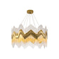 Ruffle Edge Crystal Chandelier Postmodern 8-Head Living Room Suspension Light in Brass Clearhalo 'Ceiling Lights' 'Chandeliers' 'Modern Chandeliers' 'Modern' Lighting' 874900