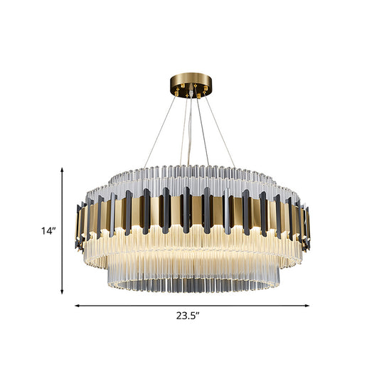 K9 Crystal Circle Ceiling Lamp Minimalism Dining Room LED Chandelier Light Fixture in Black and Gold Clearhalo 'Ceiling Lights' 'Chandeliers' 'Modern Chandeliers' 'Modern' Lighting' 874909