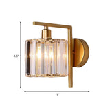 Modern Column Wall Light Fixture 1-Bulb Clear Crystal Wall Sconce Lighting in Gold for Bedroom Clearhalo 'Cast Iron' 'Glass' 'Industrial' 'Modern wall lights' 'Modern' 'Tiffany' 'Traditional wall lights' 'Wall Lamps & Sconces' 'Wall Lights' Lighting' 875145