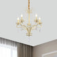 5/8 Bulbs Candle Chandelier Lamp Rustic Gold Crystal Prism Pendant Light Fixture for Living Room Clearhalo 'Ceiling Lights' 'Chandeliers' Lighting' options 875167