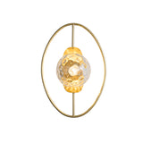 Clear Dimpled Glass Orb Sconce Lamp Modern 1-Bulb Black/Gold Wall Light Fixture with Ring Detail Clearhalo 'Cast Iron' 'Glass' 'Industrial' 'Modern wall lights' 'Modern' 'Tiffany' 'Traditional wall lights' 'Wall Lamps & Sconces' 'Wall Lights' Lighting' 875321