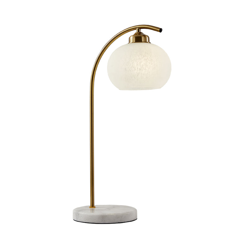 Domed White Glass Table Light Post-Modern Single Head Brass Finish Desk Lamp for Study Room Clearhalo 'Lamps' 'Table Lamps' Lighting' 875341