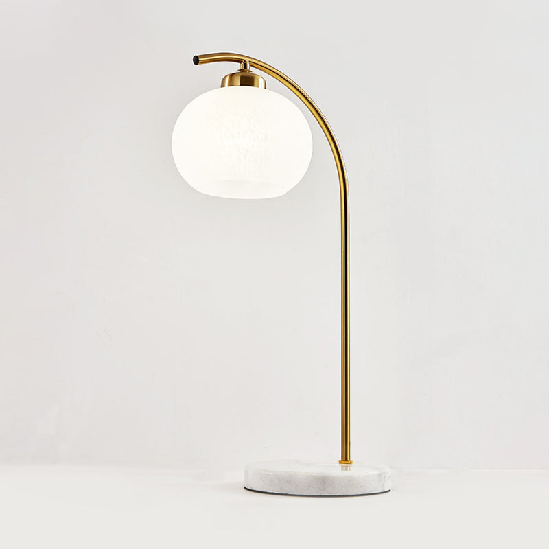 Domed White Glass Table Light Post-Modern Single Head Brass Finish Desk Lamp for Study Room Clearhalo 'Lamps' 'Table Lamps' Lighting' 875342