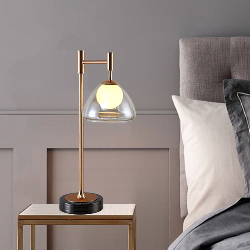 Brass Conic Night Table Light Modernist Smoke Gray/Cognac Glass LED Nightstand Lamp for Bedside Cognac Clearhalo 'Lamps' 'Table Lamps' Lighting' 875344