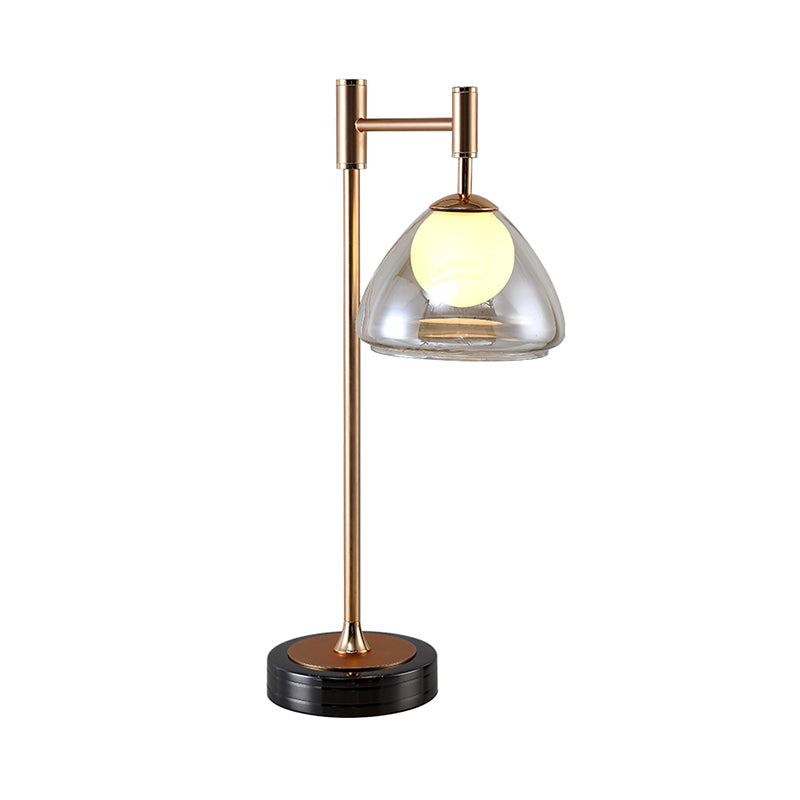 Brass Conic Night Table Light Modernist Smoke Gray/Cognac Glass LED Nightstand Lamp for Bedside Clearhalo 'Lamps' 'Table Lamps' Lighting' 875345