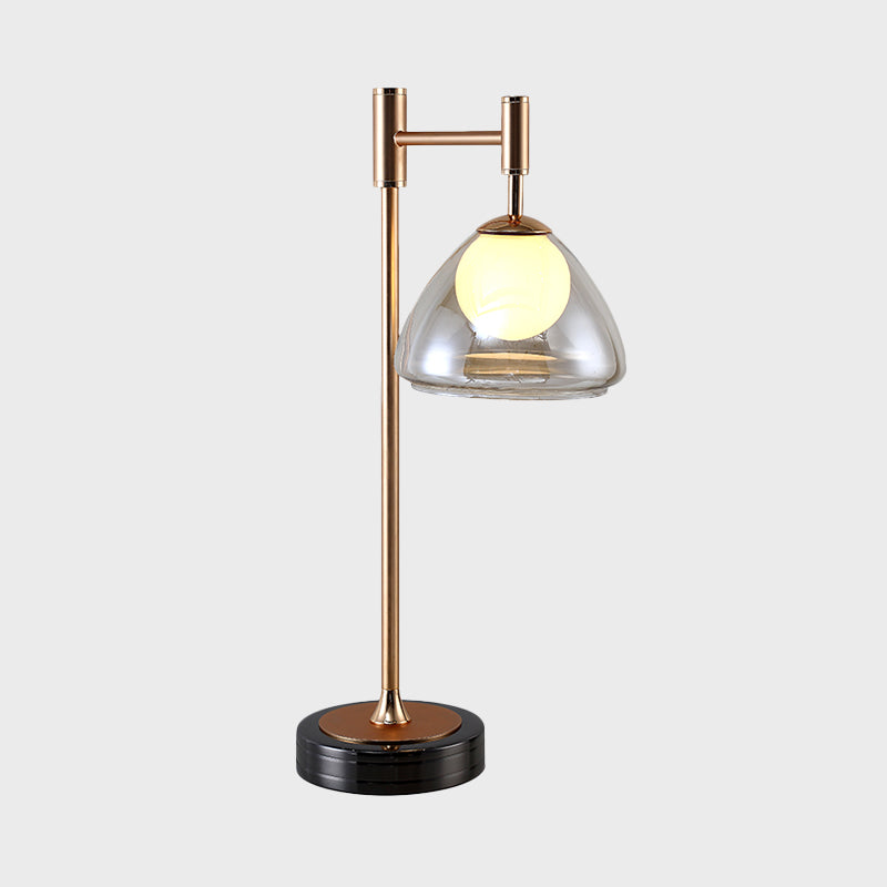 Brass Conic Night Table Light Modernist Smoke Gray/Cognac Glass LED Nightstand Lamp for Bedside Clearhalo 'Lamps' 'Table Lamps' Lighting' 875346