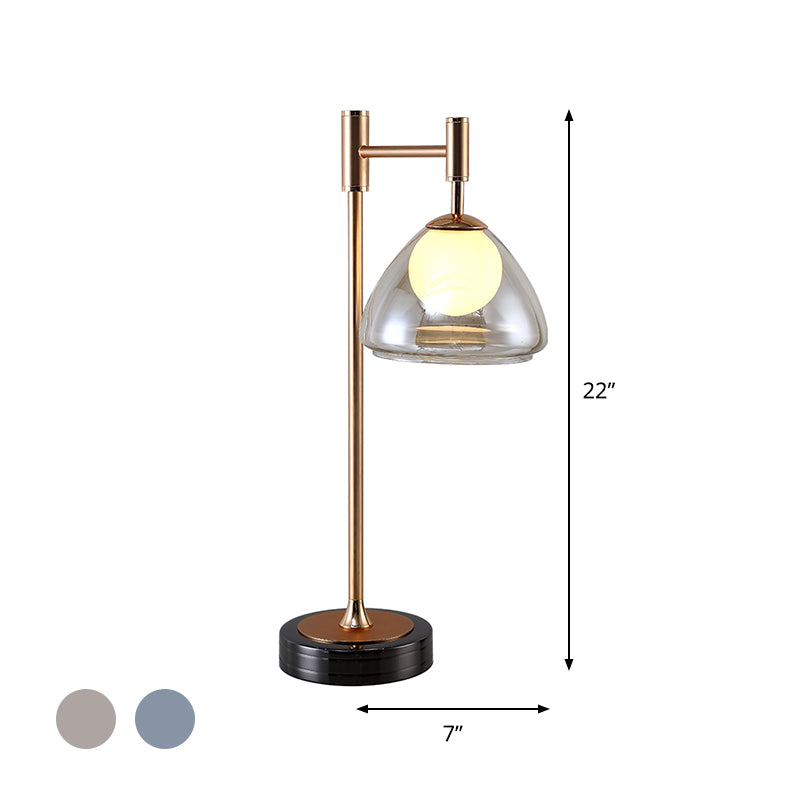 Brass Conic Night Table Light Modernist Smoke Gray/Cognac Glass LED Nightstand Lamp for Bedside Clearhalo 'Lamps' 'Table Lamps' Lighting' 875347