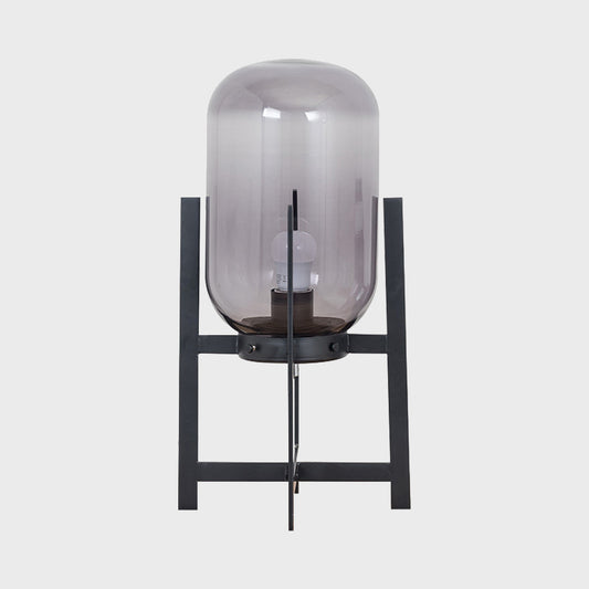 Quadruped Iron Night Table Lamp Modern Single Light White/Black Reading Light with Oblong Opal/Grey Glass Shade Clearhalo 'Lamps' 'Table Lamps' Lighting' 875371