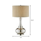 Silver Glass Vase Shape Nightstand Light Modernism Single Bulb Night Table Lamp with Drum Beige Fabric Shade Clearhalo 'Lamps' 'Table Lamps' Lighting' 875399