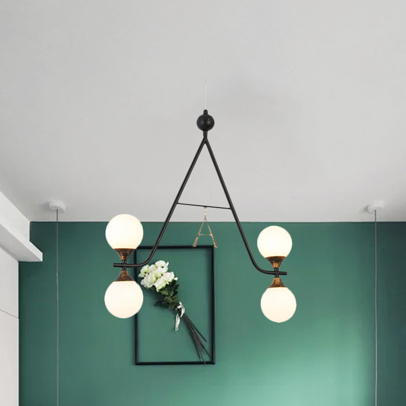 Black A/V-Letter Shaped Ceiling Chandelier Modernist 4 Heads Iron LED Hanging Pendant Light Black A Clearhalo 'Ceiling Lights' 'Chandeliers' 'Modern Chandeliers' 'Modern' Lighting' 875420