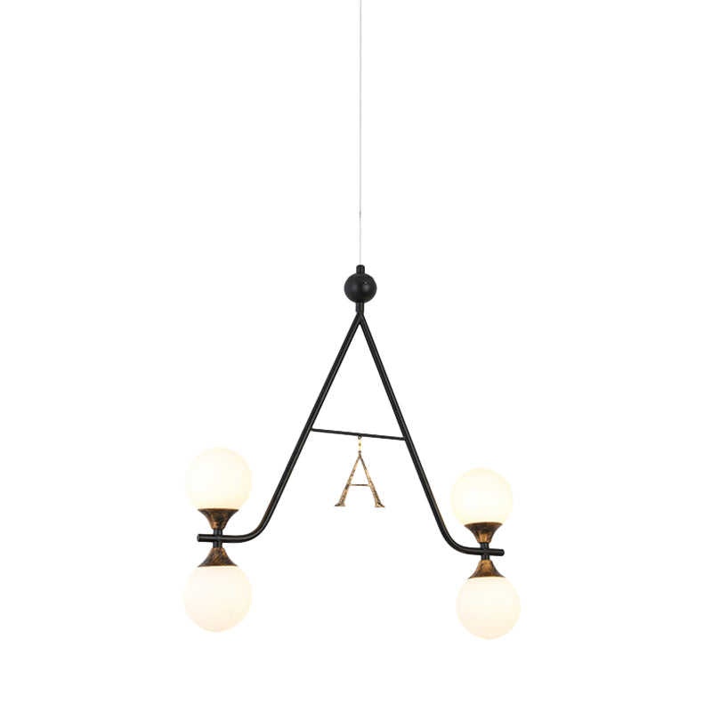 Black A/V-Letter Shaped Ceiling Chandelier Modernist 4 Heads Iron LED Hanging Pendant Light Clearhalo 'Ceiling Lights' 'Chandeliers' 'Modern Chandeliers' 'Modern' Lighting' 875421