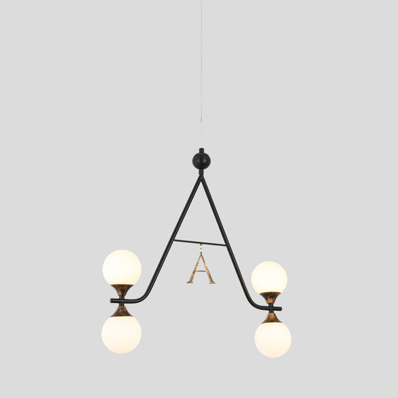 Black A/V-Letter Shaped Ceiling Chandelier Modernist 4 Heads Iron LED Hanging Pendant Light Clearhalo 'Ceiling Lights' 'Chandeliers' 'Modern Chandeliers' 'Modern' Lighting' 875422