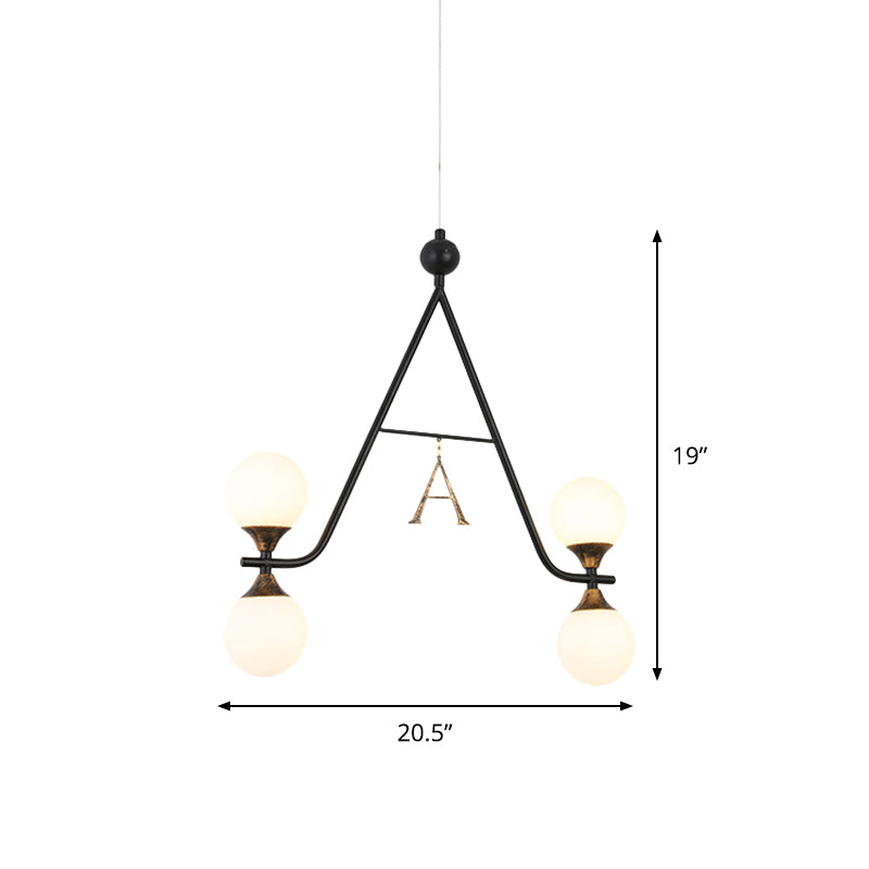 Black A/V-Letter Shaped Ceiling Chandelier Modernist 4 Heads Iron LED Hanging Pendant Light Clearhalo 'Ceiling Lights' 'Chandeliers' 'Modern Chandeliers' 'Modern' Lighting' 875423