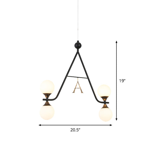 Black A/V-Letter Shaped Ceiling Chandelier Modernist 4 Heads Iron LED Hanging Pendant Light Clearhalo 'Ceiling Lights' 'Chandeliers' 'Modern Chandeliers' 'Modern' Lighting' 875423