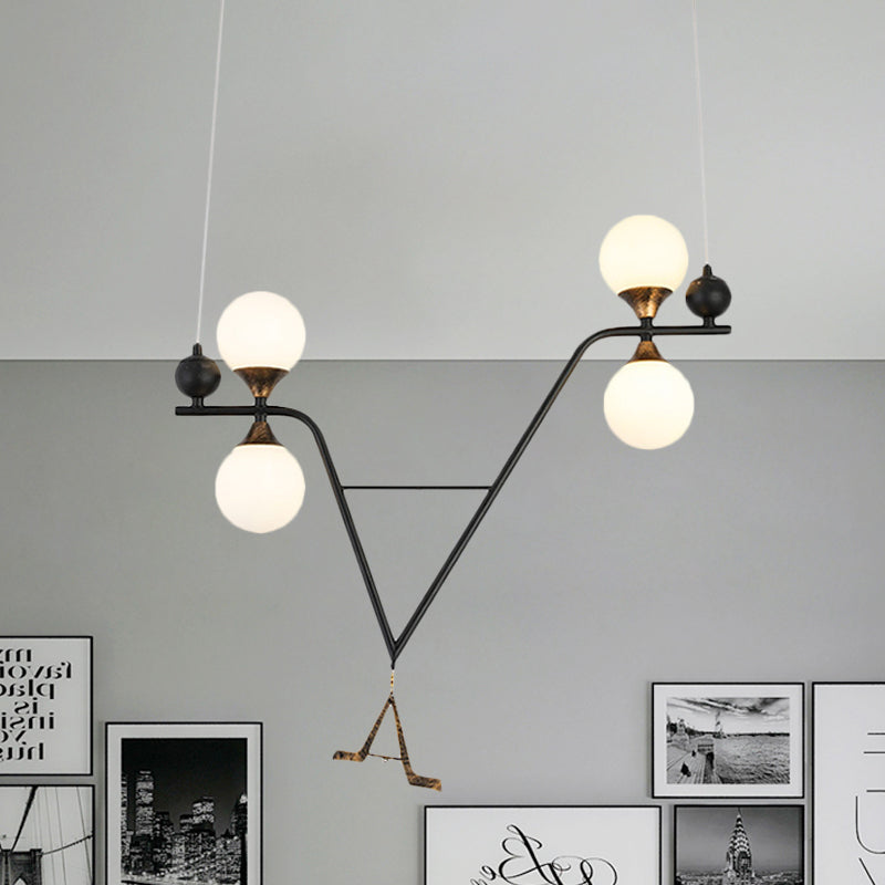 Black A/V-Letter Shaped Ceiling Chandelier Modernist 4 Heads Iron LED Hanging Pendant Light Black V Clearhalo 'Ceiling Lights' 'Chandeliers' 'Modern Chandeliers' 'Modern' Lighting' 875424