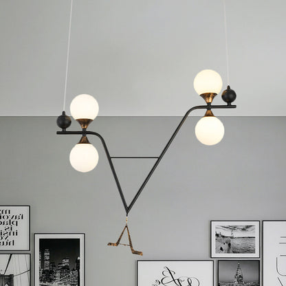 Black A/V-Letter Shaped Ceiling Chandelier Modernist 4 Heads Iron LED Hanging Pendant Light Black V Clearhalo 'Ceiling Lights' 'Chandeliers' 'Modern Chandeliers' 'Modern' Lighting' 875424