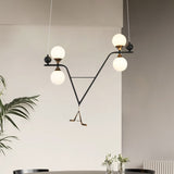 Black A/V-Letter Shaped Ceiling Chandelier Modernist 4 Heads Iron LED Hanging Pendant Light Clearhalo 'Ceiling Lights' 'Chandeliers' 'Modern Chandeliers' 'Modern' Lighting' 875425