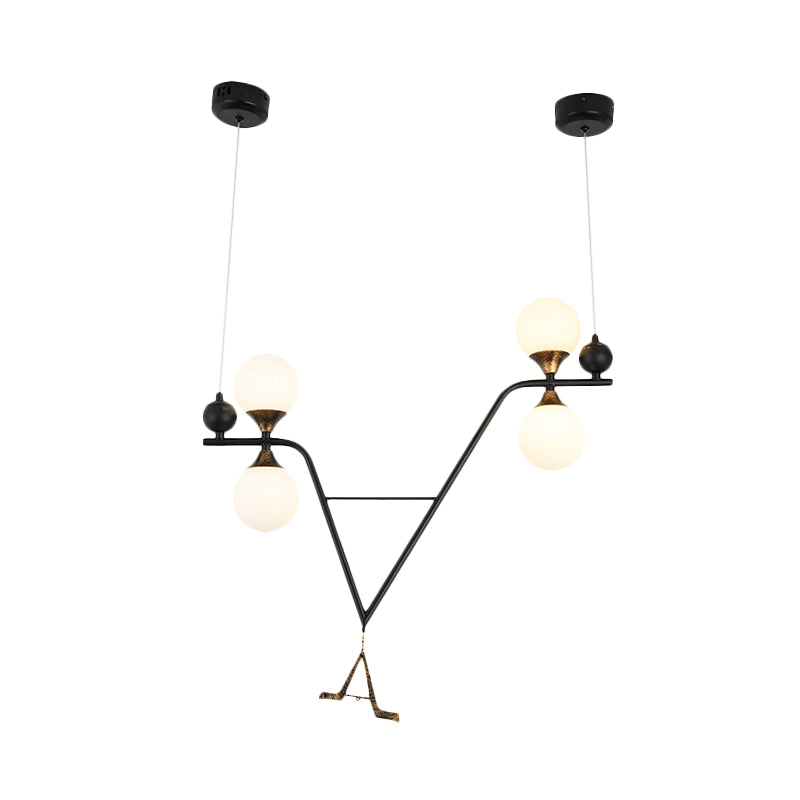 Black A/V-Letter Shaped Ceiling Chandelier Modernist 4 Heads Iron LED Hanging Pendant Light Clearhalo 'Ceiling Lights' 'Chandeliers' 'Modern Chandeliers' 'Modern' Lighting' 875426