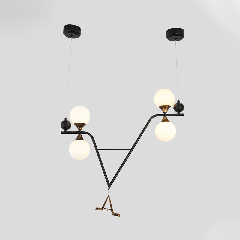 Black A/V-Letter Shaped Ceiling Chandelier Modernist 4 Heads Iron LED Hanging Pendant Light Clearhalo 'Ceiling Lights' 'Chandeliers' 'Modern Chandeliers' 'Modern' Lighting' 875427