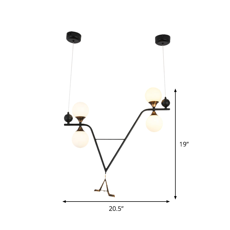 Black A/V-Letter Shaped Ceiling Chandelier Modernist 4 Heads Iron LED Hanging Pendant Light Clearhalo 'Ceiling Lights' 'Chandeliers' 'Modern Chandeliers' 'Modern' Lighting' 875428