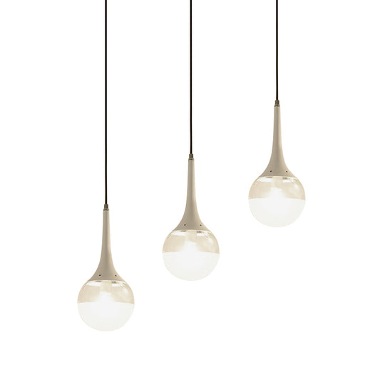 White/Black Waterdrop Multiple Hanging Light 3-Bulb Clear and Opal Glass Pendant Lamp with Linear Canopy Clearhalo 'Ceiling Lights' 'Glass shade' 'Glass' 'Modern Pendants' 'Modern' 'Pendant Lights' 'Pendants' Lighting' 875484